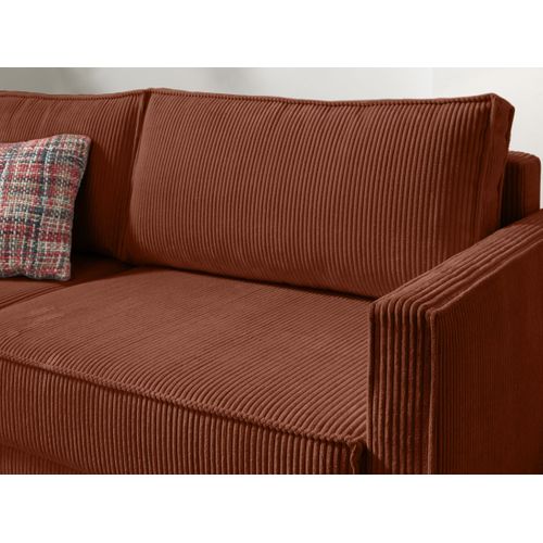 Canapé Droit Convertible 3 Places Charlie En Velours Côtelé Terracotta