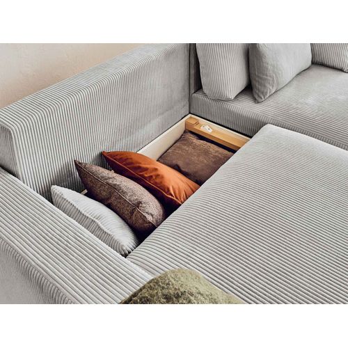 Pivoine - Canapé D'angle Réversible - 4 Places - Convertible Avec Coffre - En Velours Côtelé