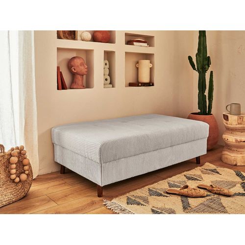 Canapé Angle Droit Convertible 4 Places Rune En Velours Côtelé Gris Clair