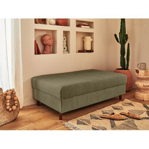 Canapé Angle Gauche Convertible 4 Places Rune En Velours Côtelé Vert