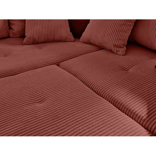 Canapé Angle Droit Convertible 7 Places Rune En Velours Côtelé Terracotta