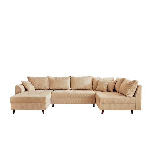 Rune - Canapé Panoramique D'angle Droit - 7 Places - En Velours Côtelé