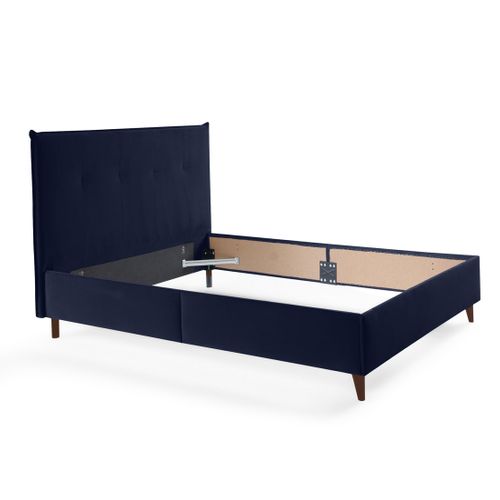 Dali - Cadre De Lit - 160x200 - En Velours Bleu Marine