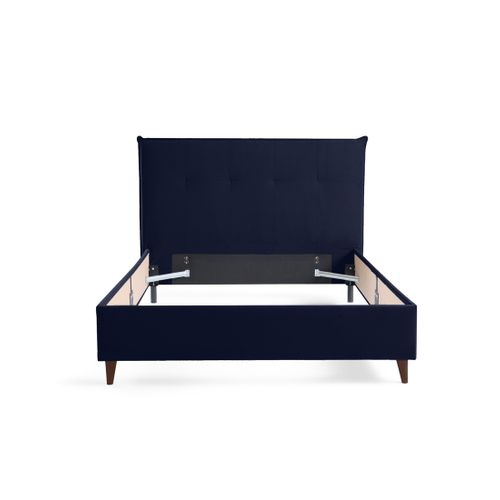 Dali - Cadre De Lit - 160x200 - En Velours Bleu Marine