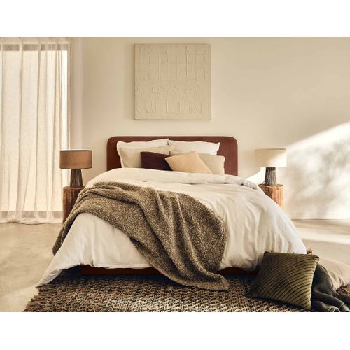Goyave - Lit Coffre - 140x190 - En Tissu - Sommier Inclus Terracotta