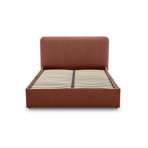 Goyave - Lit Coffre - 140x190 - En Tissu - Sommier Inclus Terracotta