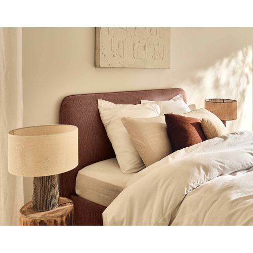 Goyave - Lit Coffre - 140x190 - En Tissu - Sommier Inclus Terracotta