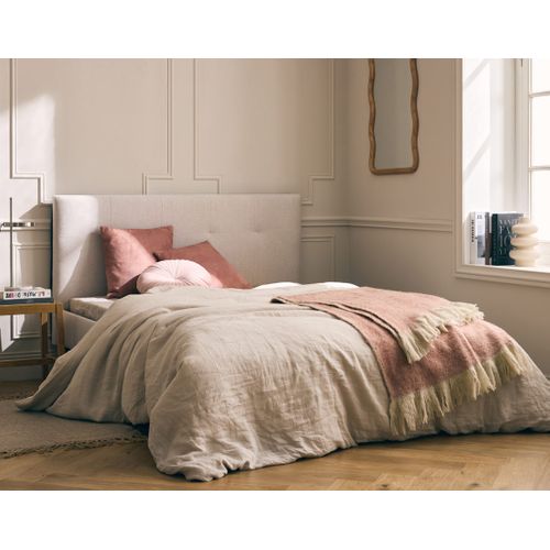 Monet - Lit - 160x200 - Sommier Inclus - En Tissu Beige