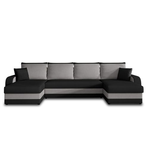 Canapé Panoramique 7 Places Valos En Velours Noir / Gris