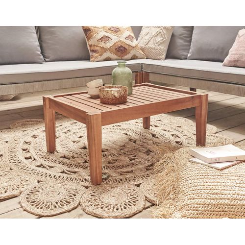 Papua - Salon Bas De Jardin 5 Places - Bois, Corde Et Coussins Gris