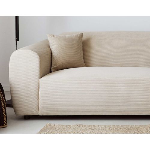 Aumance - Canapé D'angle Droit 4 Places - En Velours Côtelé Beige