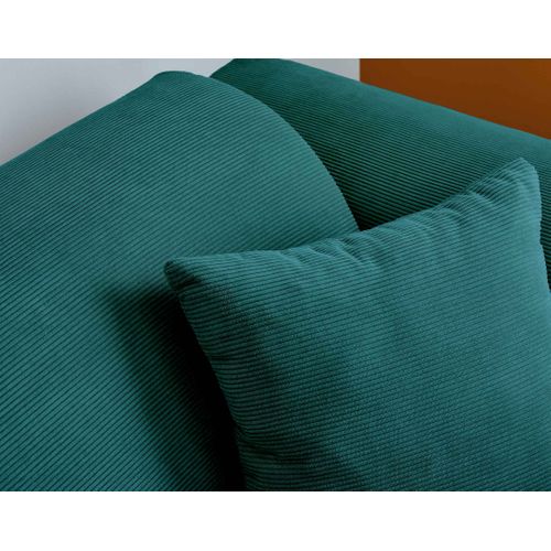 Aumance - Canapé D'angle Gauche 4 Places - En Velours Côtelé Bleu Canard