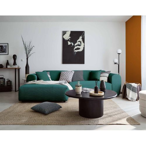 Aumance - Canapé D'angle Gauche 4 Places - En Velours Côtelé Bleu Canard