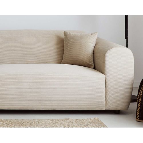 Aumance - Canapé D'angle Gauche 4 Places - En Velours Côtelé Beige