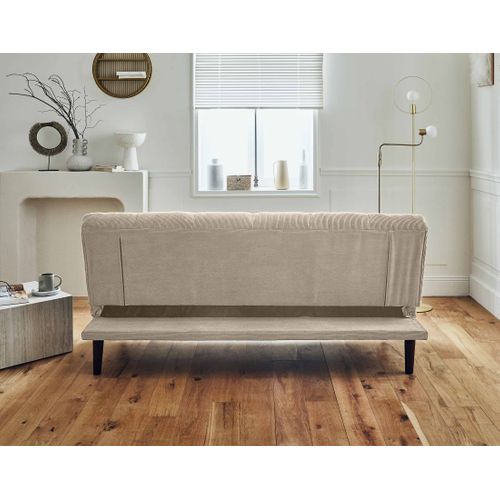 Canapé Droit Convertible 2 Places Samarra En Velours Côtelé Beige