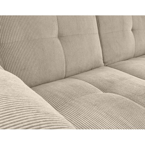 Canapé Droit Convertible 2 Places Philae En Velours Côtelé Beige