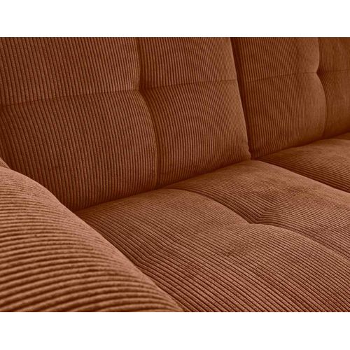 Canapé Droit Convertible 2 Places Philae En Velours Côtelé Terracotta