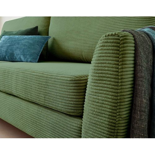 Canapé Droit Convertible 3 Places Dan En Velours Côtelé Vert Sauge