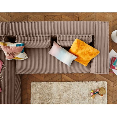 Stella - Canapé D'angle Gauche - 4 Places - En Velours Côtelé Grosses Côtes Taupe