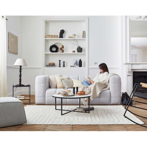 Suzano - Canapé 3 Places - En Tissu Gris Clair