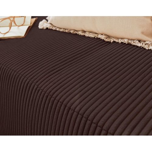 Canapé Droit Convertible 3 Places Loutro En Velours Côtelé Marron