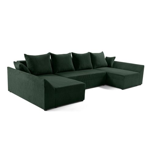 Canapé Panoramique 7 Places Mike En Velours Côtelé Vert