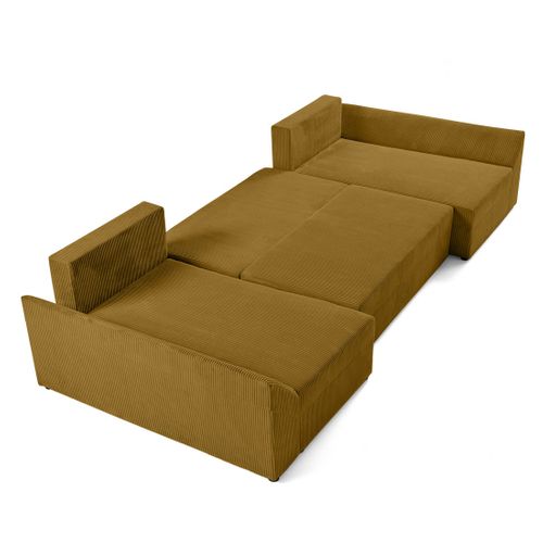 Canapé Panoramique 7 Places Mike En Velours Côtelé Jaune