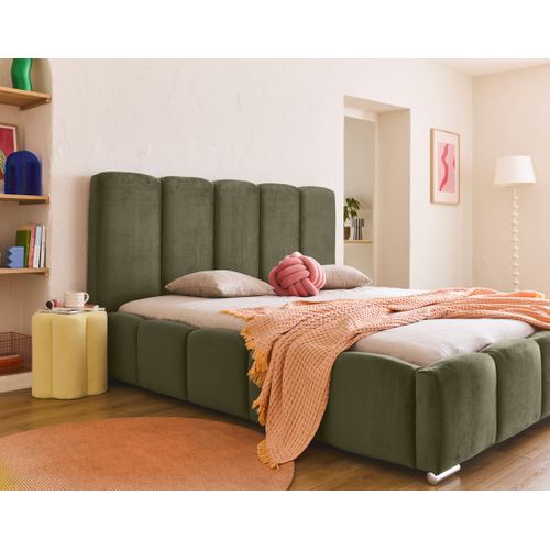 Torreon - Lit Coffre - 160x200 - Sommier Inclus - En Velours Vert