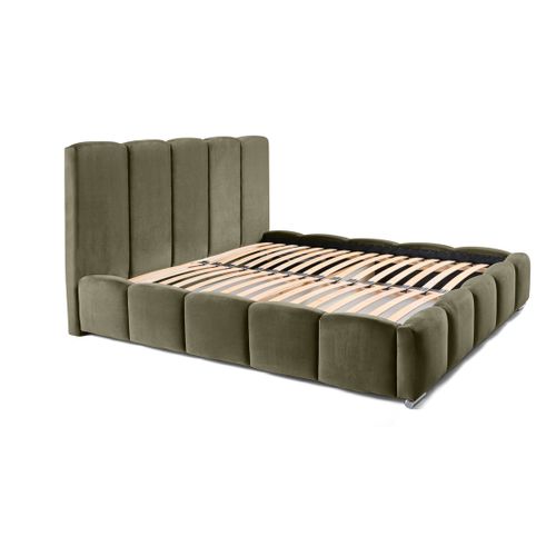 Torreon - Lit Coffre - 160x200 - Sommier Inclus - En Velours Vert