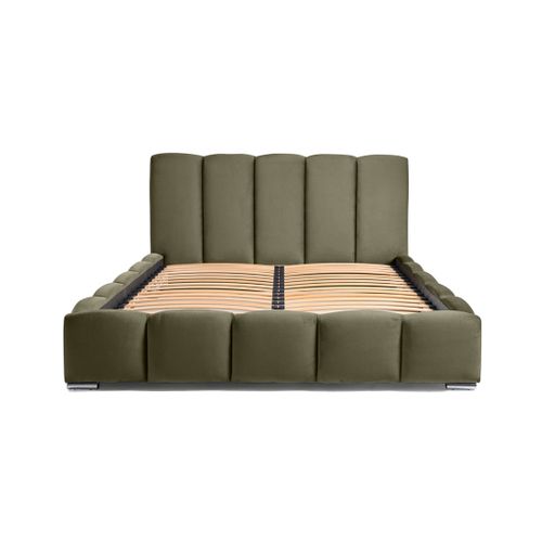 Torreon - Lit Coffre - 160x200 - Sommier Inclus - En Velours Vert