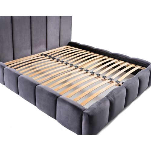 Torreon - Lit Coffre - 160x200 - Sommier Inclus - En Velours Gris Foncé