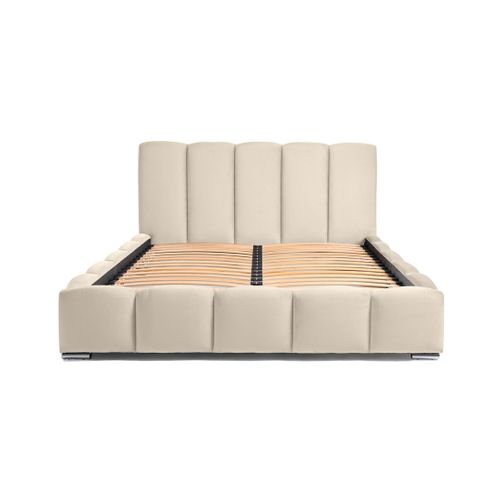 Torreon - Lit Coffre - 160x200 - Sommier Inclus - En Velours Beige