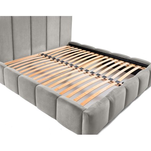 Torreon - Lit Coffre - 180x200 - Sommier Inclus - En Velours Gris Clair