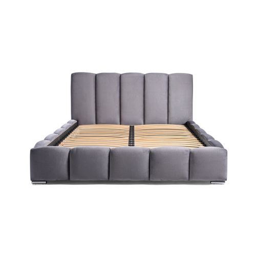 Torreon - Lit Coffre - 180x200 - Sommier Inclus - En Velours Gris Foncé