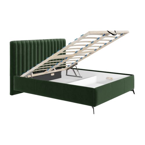 Mendoza - Lit Coffre - 160x200 - Sommier Inclus - En Velours Vert