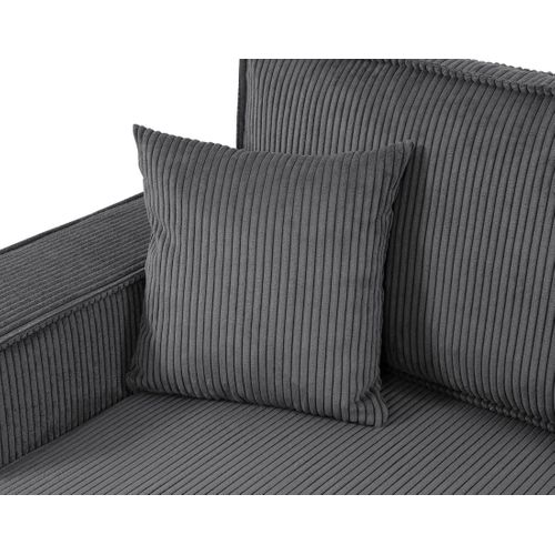 Canapé Panoramique 7 Places Cezanne En Velours Côtelé Gris Foncé