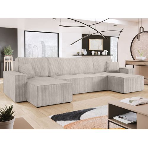 Canapé Panoramique 7 Places Cezanne En Velours Côtelé Beige