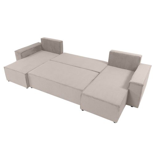 Canapé Panoramique 7 Places Cezanne En Velours Côtelé Beige