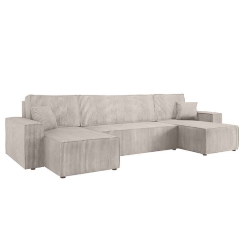 Canapé Panoramique 7 Places Cezanne En Velours Côtelé Beige