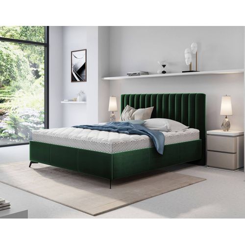 Mendoza - Lit Coffre - 140x200 - Sommier Inclus - En Velours Vert