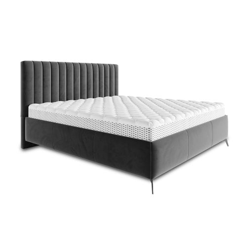 Mendoza - Lit Coffre - 140x200 - Sommier Inclus - En Velours Gris