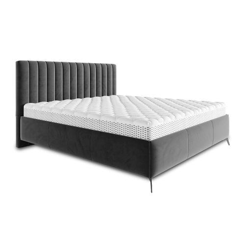 Mendoza - Lit Coffre - 180x200 - Sommier Inclus - En Velours Gris