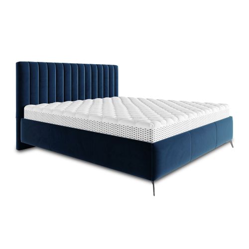 Mendoza - Lit Coffre - 180x200 - Sommier Inclus - En Velours Bleu