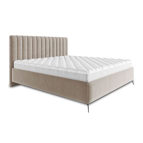 Mendoza - Lit Coffre - 180x200 - Sommier Inclus - En Velours Beige
