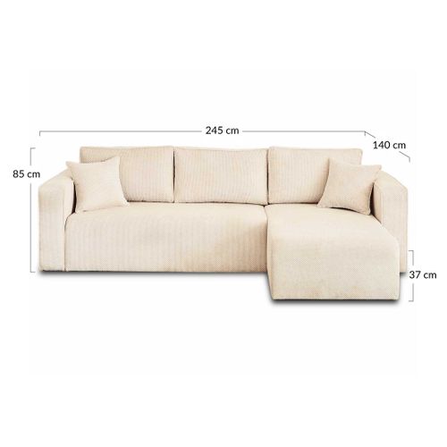 Topaze - Canapé D'angle Réversible - 4 Places - Convertible Avec Coffre - En Velours Texturé