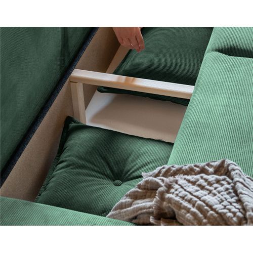 Lena - Canapé D'angle Réversible 4 Places - Convertible Avec Coffre - En Velours Côtelé