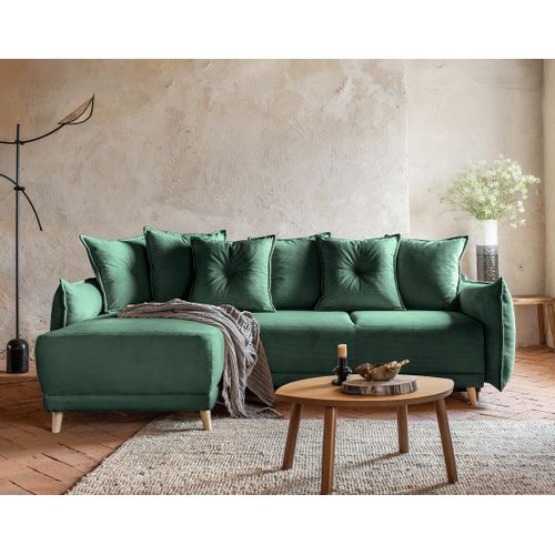 Lena - Canapé D'angle Réversible 4 Places - Convertible Avec Coffre - En Velours Côtelé