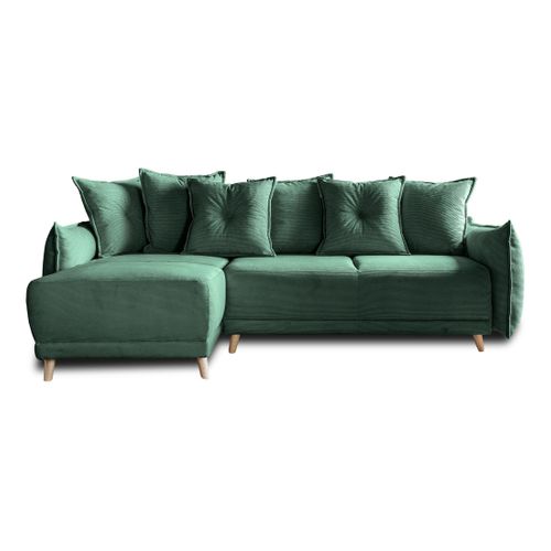 Lena - Canapé D'angle Réversible 4 Places - Convertible Avec Coffre - En Velours Côtelé