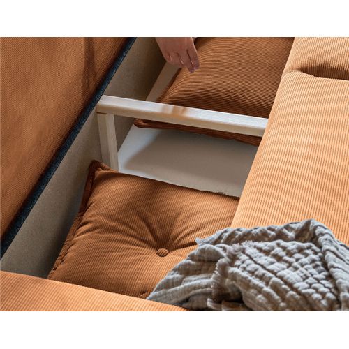 Canapé Panoramique 7 Places Lena En Velours Côtelé Rouille