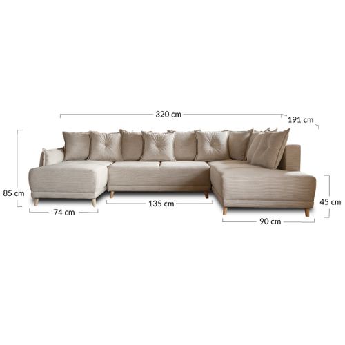 Canapé Panoramique 7 Places Lena En Velours Côtelé Rouille